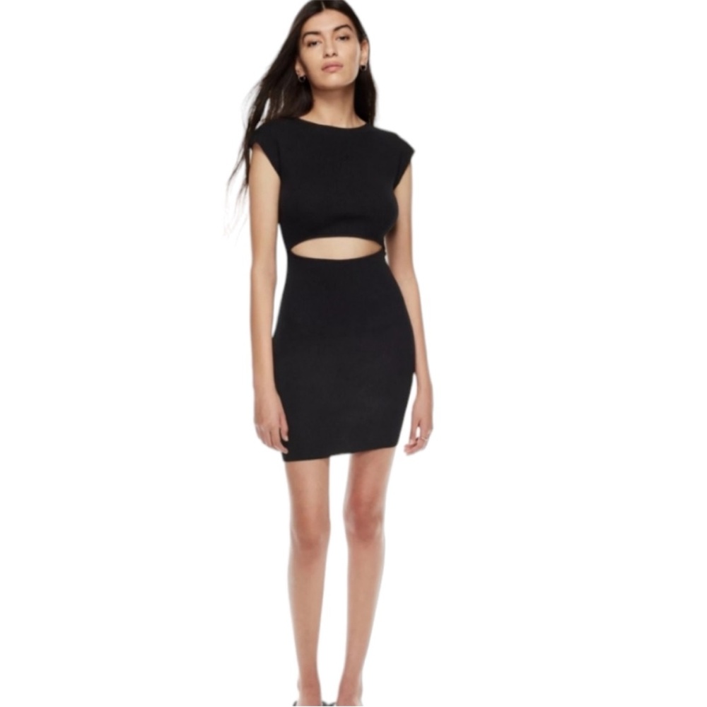 ARITZIA WILFRED FREE black capped sleeved sweater dress